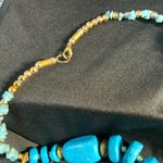 Bohemian Chic Blue turquoise colored chunky statement necklace Large Amulet Photo 4