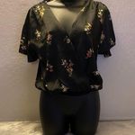 Haute Monde  Black & Floral Satin One Piece Blouse Photo 1