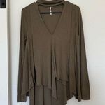 Free People Uptown Turtleneck Choker Tunic Top Long Sleeve Green Boho Hippie XS Photo 0