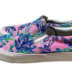 Lilly Pulitzer Julie Pink & Blue Preppy Floral Slip On Canvas Sneakers 9 Photo 2