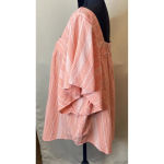 Sonoma  Size 2X Peach White Stripe Cotton Top Shirt Square‎ Neck Flutter Sleeves Photo 3