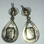 Gold Tone Emerald Green Teardrop Earrings Photo 3