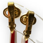 Trifari Vintage  White Red Dangle Clip-On Earrings 2 Pair Gold Tone Photo 7