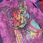 The Mountain 2013  Psychedelic Cat Tie Dye T Shirt Purple Photo 2