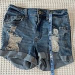 Aeropostale Aero High Rise Midi Jean Shorts Size 2 Small Distressed Light Wash Photo 3
