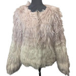 Stradivarius  Faux Fur Jacket Shaggy Ombre Pink Cream USA M Y2K Aesthetic Photo 0