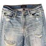 Judy Blue Distressed Raw Hem Blue Light Wash Boyfriend Jeans size 5 / 27 Photo 7