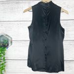 Vintage 100% Silk Black High Neck Sleeveless Button Down Back Blouse Top Size 10 Photo 5