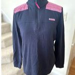 Vineyard Vines Navy & Pink Whale Print Quarter Zip Shep Shirt Photo 0