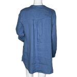 Sigrid Olsen  Shirt Womens Medium Blue‎ Linen Tunic Classic Lagenlook Minimalist Photo 3