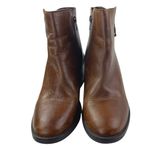 ALDO  Etelilla Women's Brown Leather Zip Up Block Heels Chelsea Ankle Boots 7.5 Photo 1