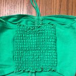 ZARA  Kelly Green Halter Bandeau Crop Top Adjustable Tie‎ Ruched Smocked Sz Small Photo 5