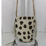 Vintage Guadalupe Designs beaded animal print bucket bag cream, black and brown Photo 15