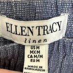 Ellen Tracy Linen Blend  Pants Womens Med Blue Coastal Pull On Drawstring Photo 1