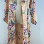 Victoria's Secret Long Printed Floral Pastel Pink Robe Vintage Gold Label Photo 7
