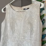 Albert Nipon Elegant Cream Sleeveless Dress with Shimmer Shiny Floral Embossing White Size 8 Photo 1