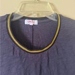 Goldie  Lewinter Gold Tipped Neck Long Sleeve Pima Cotton Shirt in Navy size Med Photo 1