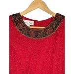 Laurence Kazar Vintage Red Beaded Embellished Silk Top Women Size Petite Large Photo 2