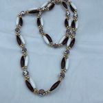 Vintage Germany 26” long brown and white necklace. Photo 1