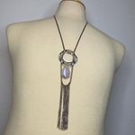 Chico's Chico’s Sam Threaded Silver-Tone Pendant Necklace NWT OS Tassel Simulated Stone Photo 0