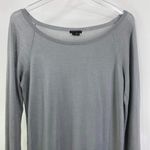 Theory  Gray Wool Silk Long Sleeve Boatneck Knit Mini Dress Photo 6