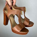 Michael Kors  Berkley Women's Leather Heels Brown Zipper Ankle Strap Size 5.5 Photo 0