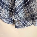 Free People Womens Boho Gauze Plaid Flannel Blue Grey Button Down Size Small Photo 8