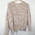 Main Strip  Womens Chunky Knit Sweater Size M Distressed Polka Dot Cozy Cream Photo 4
