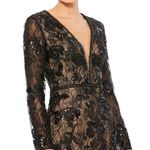 Mac Duggal 79351 Womens Black Embellished Long Sleeve Plunge Neck Trumpet Dress Photo 2