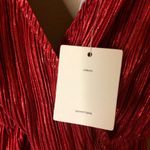 Urban Outfitters Oh My Love  Shimmer Pleated Fit + Flare Plunge Neck‎ Dress Red S Photo 5