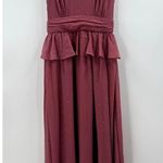 Revolve  LDT LDT Pink Rose Metallic Peplum Waist V Neck Maxi Dress Size 4 Photo 1