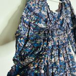 SEA NEW YORK Navy Pink Noah Smocked Long Sleeve Midi Dress Size 2 Blue Photo 7