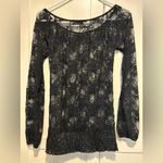 Grass Collection NWOT Black Floral Lace Longe Sleeve Top Photo 1