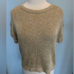 Loft  Metallic Gold short sleeve pullover round neck sweater Size Medium NWT Photo 1