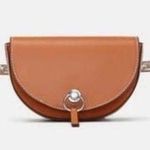 ZARA 100% leather and chain waist belt bag with silver hardware Photo 0
