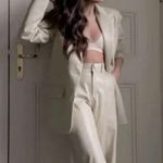 ZARA  FAUX LEATHER MENSWEAR STYLE BLAZER Beige Size XS NEW Photo 5