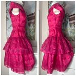 Vintage Pink Off Shoulder Tiered Ruffle Organza Cocktail Party Dress Size Small Photo 5