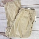 Westport NEW Tan Khaki Linen Drawstring High Waist Cropped Pants Size 8 Photo 6