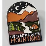 Life Is Better Mountains Outdoors Brooch Backpack Travel Camping Multiple Photo 0