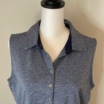 IZOD  Women's Blue Melange Sleeveless Collared Golf Blouse‎ Shirt Size Large Photo 1