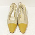 Salvatore Ferragamo  CARISA CREAM LEATHER CAP TOE SLINGBACK PUMPS Size 10 Photo 1