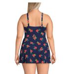 Lands' End  Navy Blue Red Floral Tulip Wrap One Piece Swim Dress Size XS Photo 2