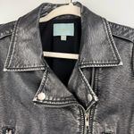 Skies Are Blue  Vegan Leather Moto‎ Biker Jacket Sz M Black Asymmetrical Zipper Photo 2