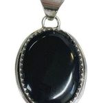 Onyx  925 Sterling Silver Statement Bold Pendant Photo 0