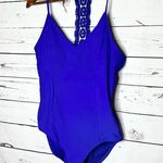 Ymi  Royal Blue One Piece Lace Back Swimsuit Size Large Photo 1