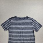 Lucky Brand Womens Top Size S Blue White Striped Classic V-Neck Short Sleeve Photo 2