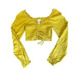Japna Japan Smocked Long Sleeve Crop Top Golden Yellow Womens Size XS Photo 5