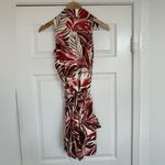 NWT Studio F Sleeveless Romper Shorts Collar Floral Tropical Rayon Red Ivory 10 Photo 8