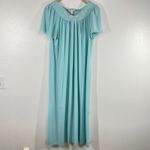 Shadowline Women's Nightgown Size M Blue Nylon Embroidered Yoke Flutter Sleeve Size M Photo 1