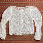 Wildfox WHITE STAR LACE LONG SLEEVE CROP TOP Photo 0